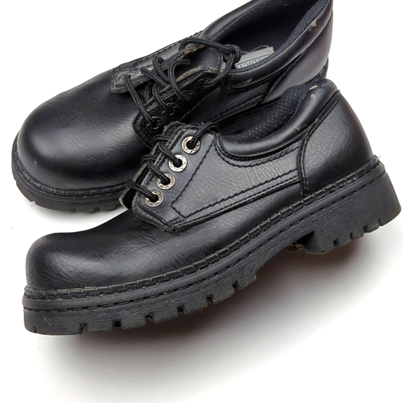 Vintage Shoes - Vintage 90s Black Leather Chunky Oxford Shoes Women's Size 7.5
